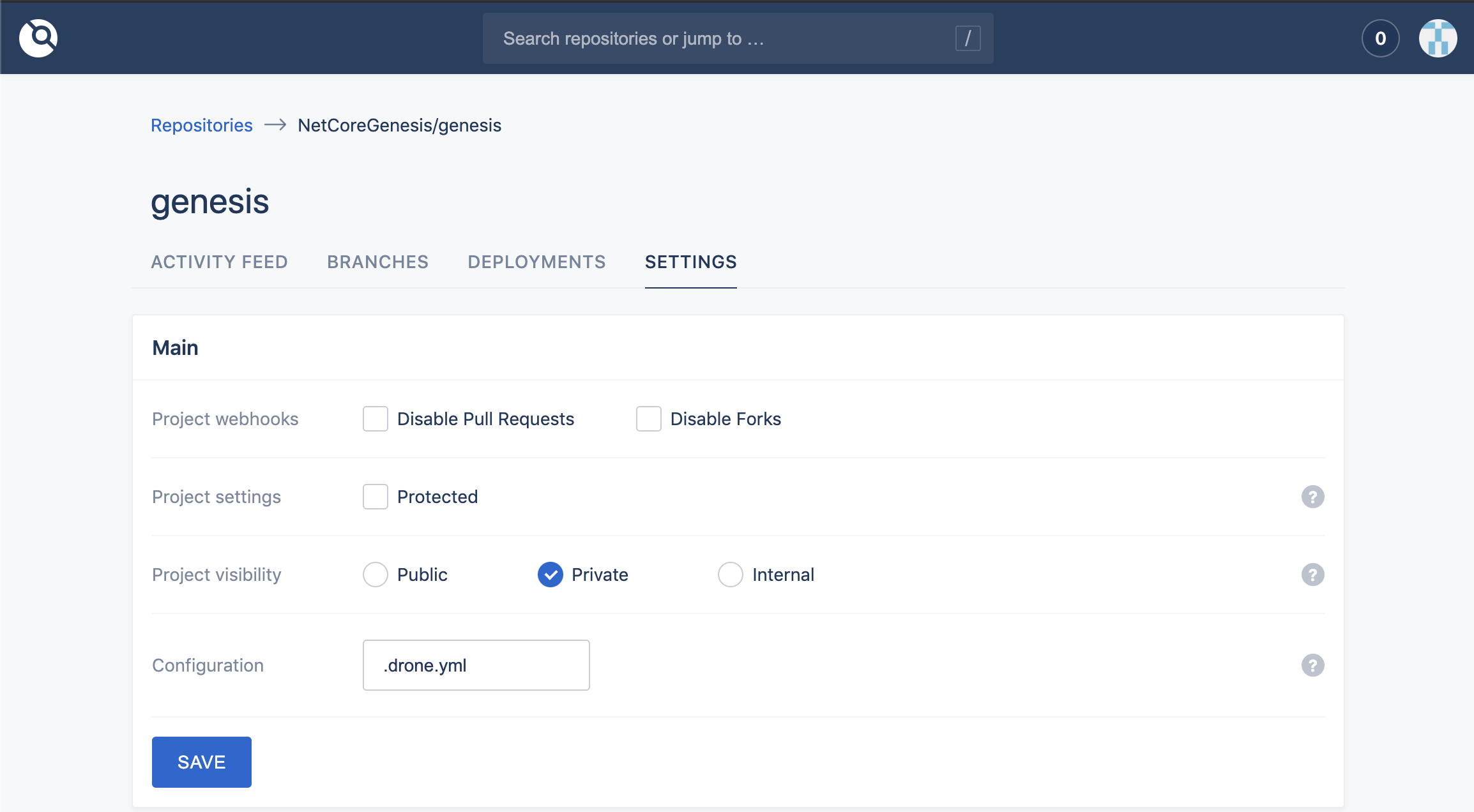 CI/CD Settings for drone.yml